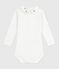 Body con colletto ricamato in cotone tinta unita neonato bianco MARSHMALLOW