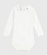 Body con colletto ricamato in cotone tinta unita neonato