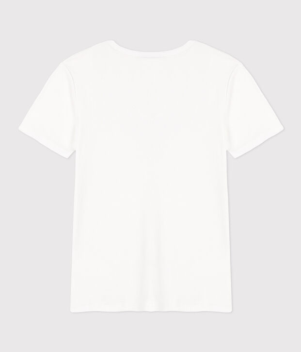 t-shirt a maniche corte da donna in cotone tinta unita bianco
