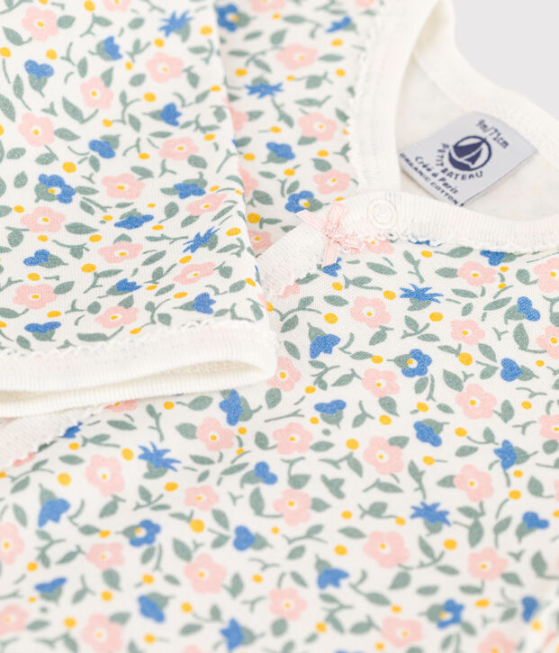 Tutina pigiama in tubique a fiori bianco/multicolore