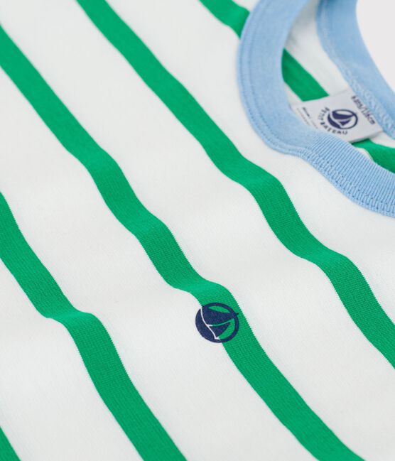 T-shirt a maniche corte in cotone a righe bambino bianco MARSHMALLOW/ PRADO