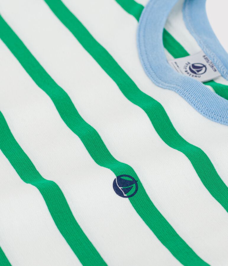 T-shirt a maniche corte in cotone a righe bambino bianco/verde