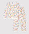 Pigiama bambina a fiori in molleton bianco MARSHMALLOW/bianco MULTICO