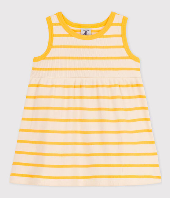 Abito senza maniche bebè in maglia a costine a righe giallo AVALANCHE/bianco DAISY