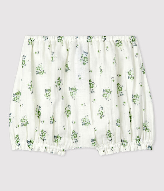 Slip bloomer in garza di cotone biologico bebè bianco MARSHMALLOW/bianco MULTICO