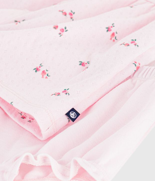 Abito in cotone con stampa a fiori e bloomer abbinato neonata rosa/multicolore
