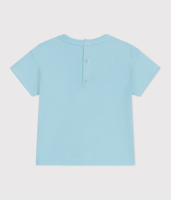 T-shirt a maniche corte in cotone tinta unita neonato blu AQUATIC