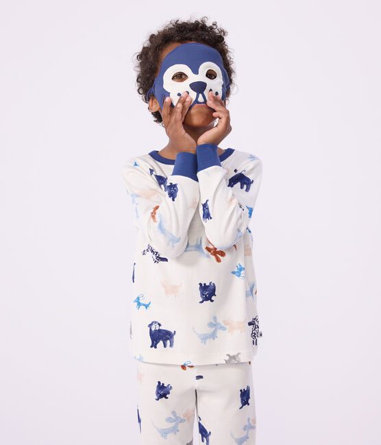 Pigiama travestimento bambino in cotone con cani stampati bianco MARSHMALLOW/bianco MULTICO