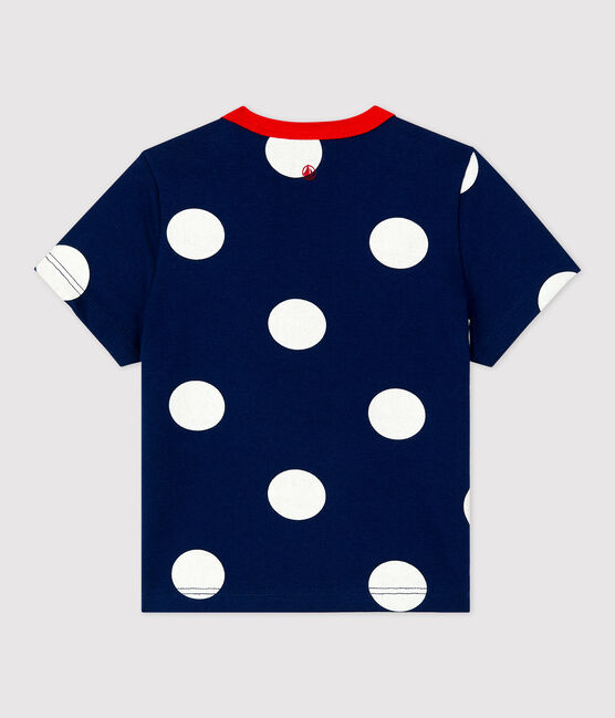 T-shirt bebè a maniche corte in jersey a pois blu MEDIEVAL/bianco MARSHMALLOW