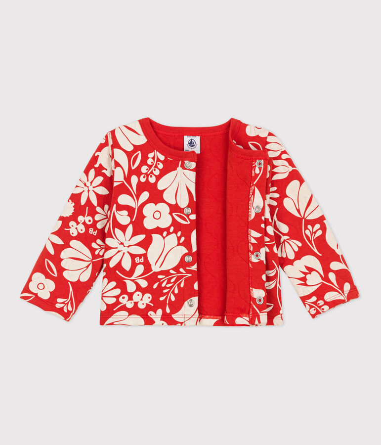 Cardigan beb&egrave; con stampa in tubique trapuntato arancione/ecru