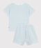Pigiama corto in spugna di cotone a righe bambino bianco/verde