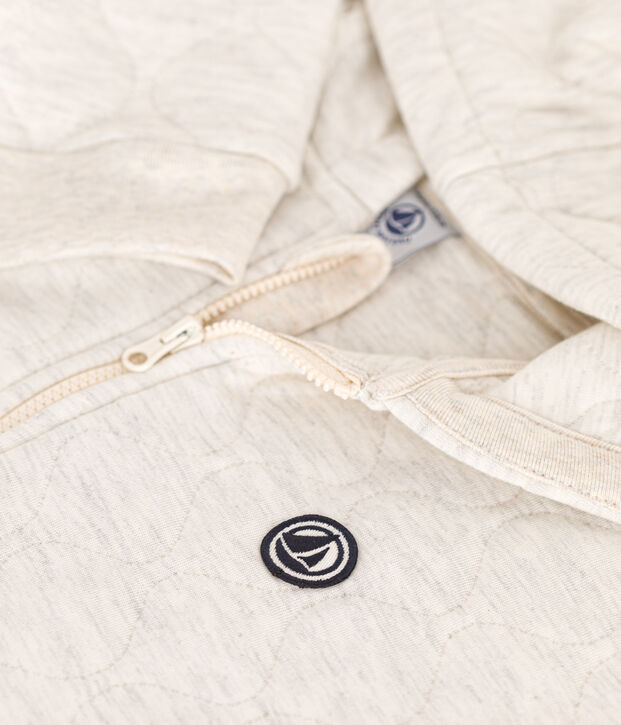 Felpa con zip e cappuccio in tubique trapuntato bambino unisex MONTELIMAR CHINE