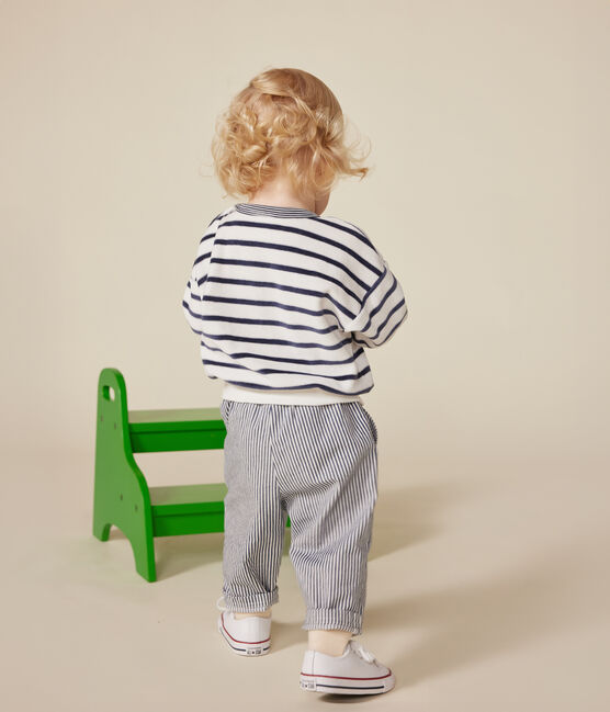 Felpa in velluto bouclé neonato bianco MARSHMALLOW/blu SMOKING