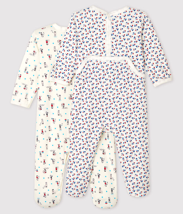 Set di 2 tutine pigiama neonata a costine multicolore