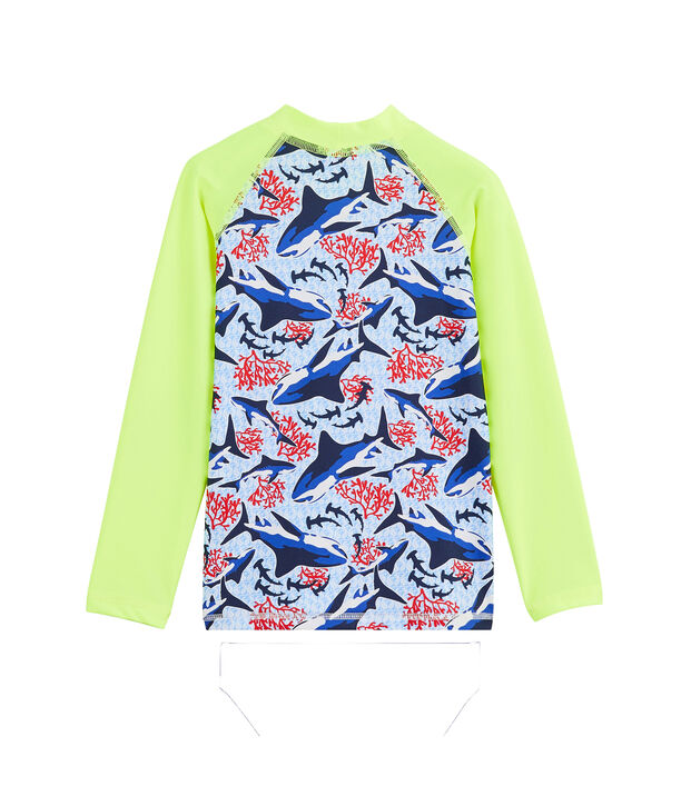 T-shirt anti-UV UPF 50+ ecoresponsabile bambino bianco/multicolore