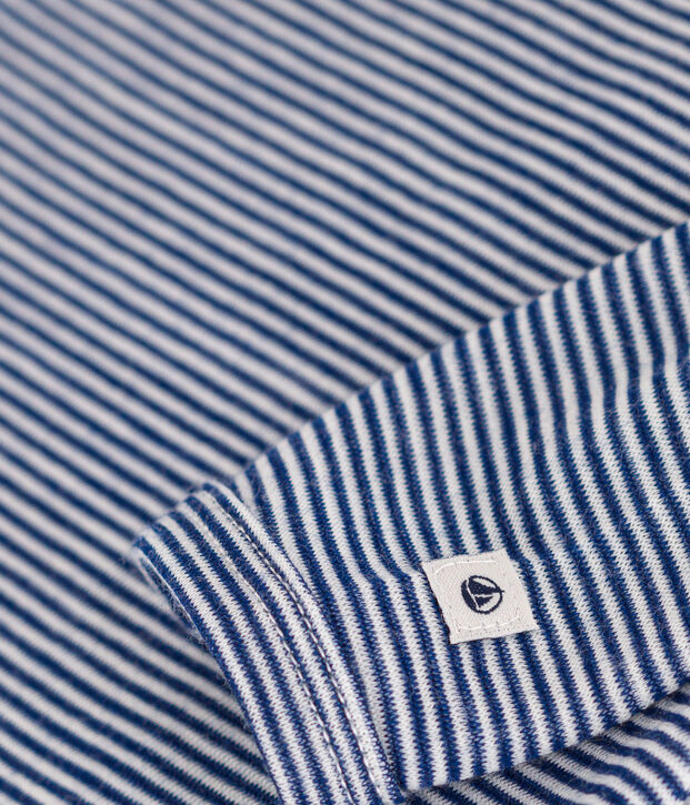 BODY A MANICHE LUNGHE RIGATO BEB&Egrave; IN LANA E COTONE blu/bianco