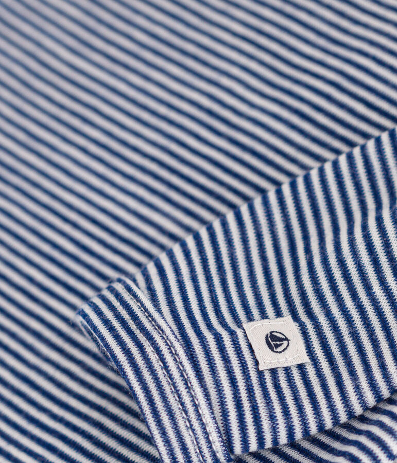 BODY A MANICHE LUNGHE RIGATO BEB&Egrave; IN LANA E COTONE blu/bianco