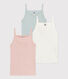 Confezione da 3 canottiere bambina con spalline in cotone a pois