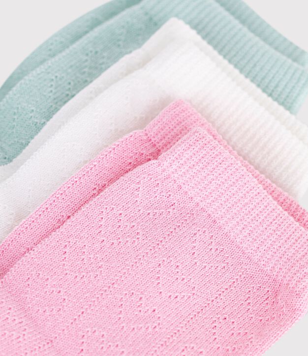 3 paia di calzini in cotone traforato a cuori neonata multicolore