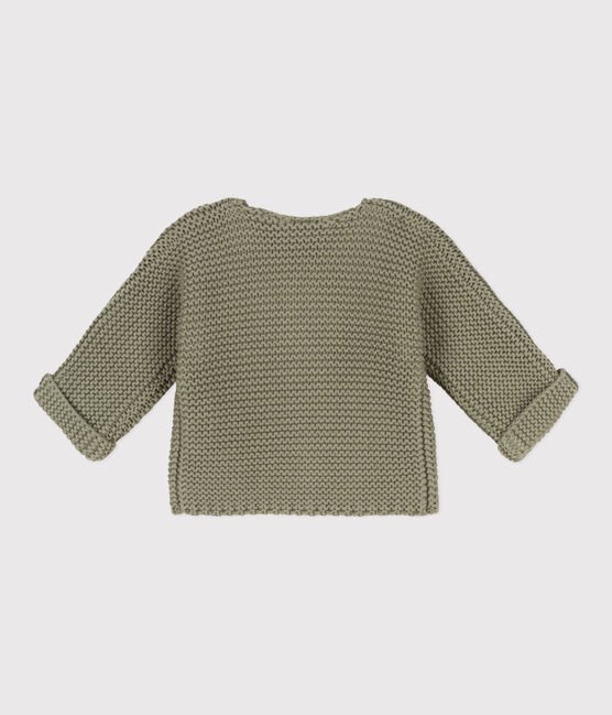 Cardigan bebè in tricot in cotone a punto legaccio verde MARECAGE