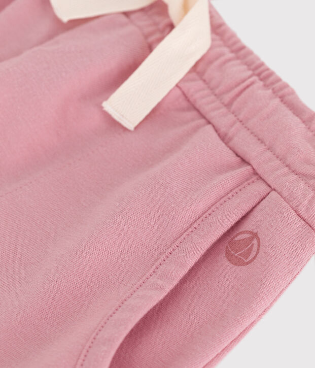 Shorts in cotone tinta unita bambina rosa
