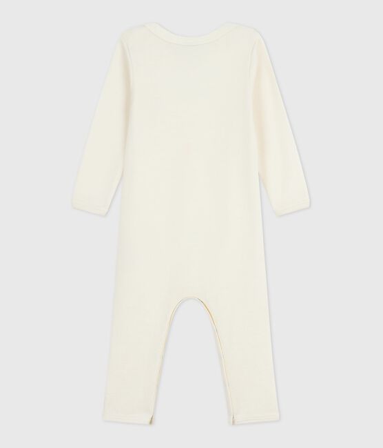 Body lungo in lana e cotone neonato ECRU 08163