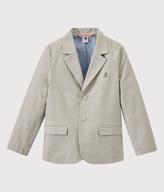Blazer bambino in tessuto rigato grigio MINERAI/bianco LAIT