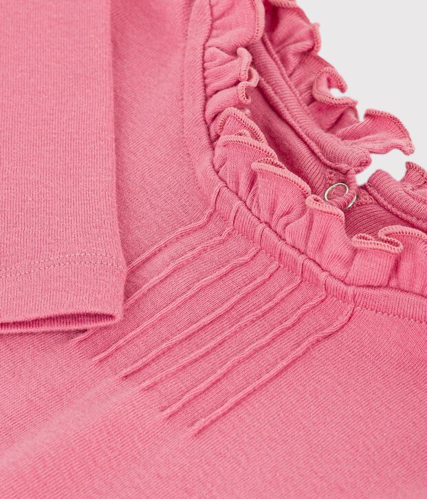 T-shirt con colletto a maniche lunghe tinta unita bambino rosa