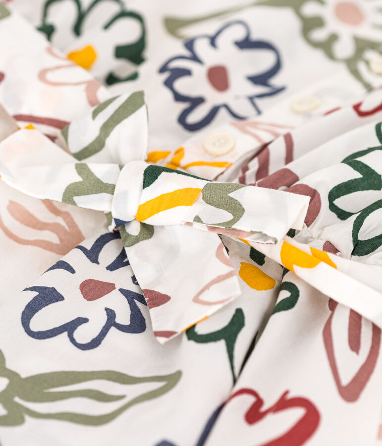 Abito senza maniche in popeline con stampa bambina bianco/multicolore