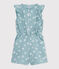 Tutina in cotone senza maniche a fiori bambina blu PAUL/bianco MARSHMALLOW