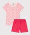 Pigiama corto bambina in cotone con fantasia floreale a rose bianco MARSHMALLOW/rosa GRETEL