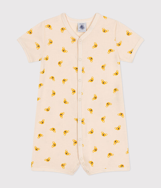 Tutina corta koala beb&egrave; in cotone ecru/multicolore
