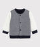 Cardigan reversibile bebè maschio blu SMOKING/bianco MARSHMALLOW