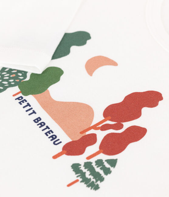 T-shirt a maniche lunghe in cotone bambino bianco ECUME/bianco MULTICO