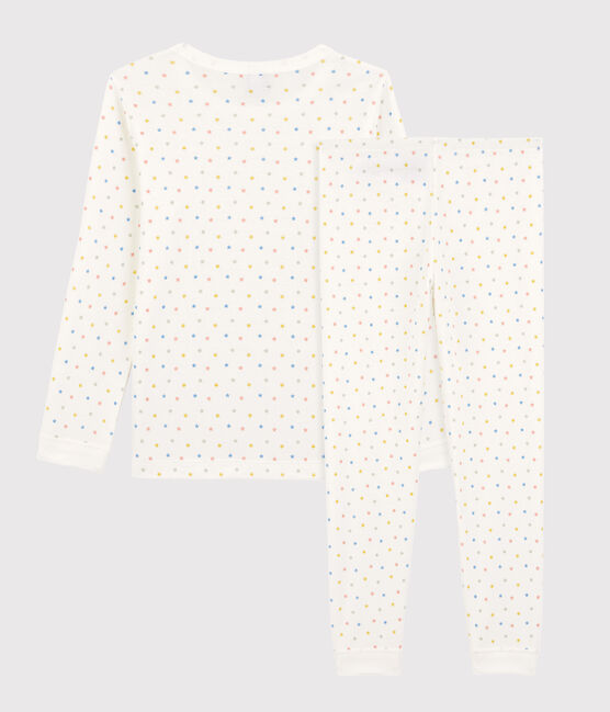 Pigiama a stelle multicolori bambina/bambino in cotone biologico bianco MARSHMALLOW/bianco MULTICO