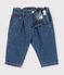 Pantaloni in denim tinta unita con cuore ricamato neonato blu