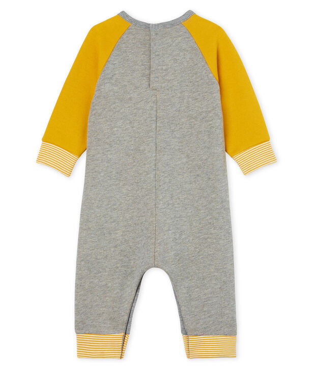 Tutina lunga da beb&egrave; maschio in molleton grigio/giallo