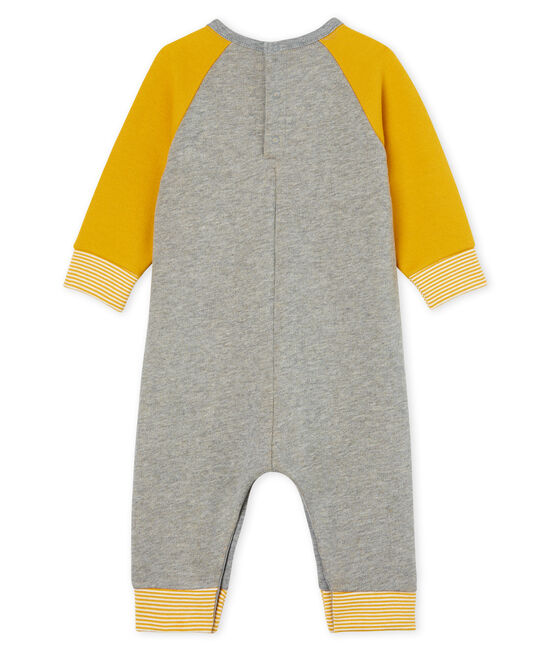 Tutina lunga da bebè maschio in molleton grigio SUBWAY/giallo BOUDOR