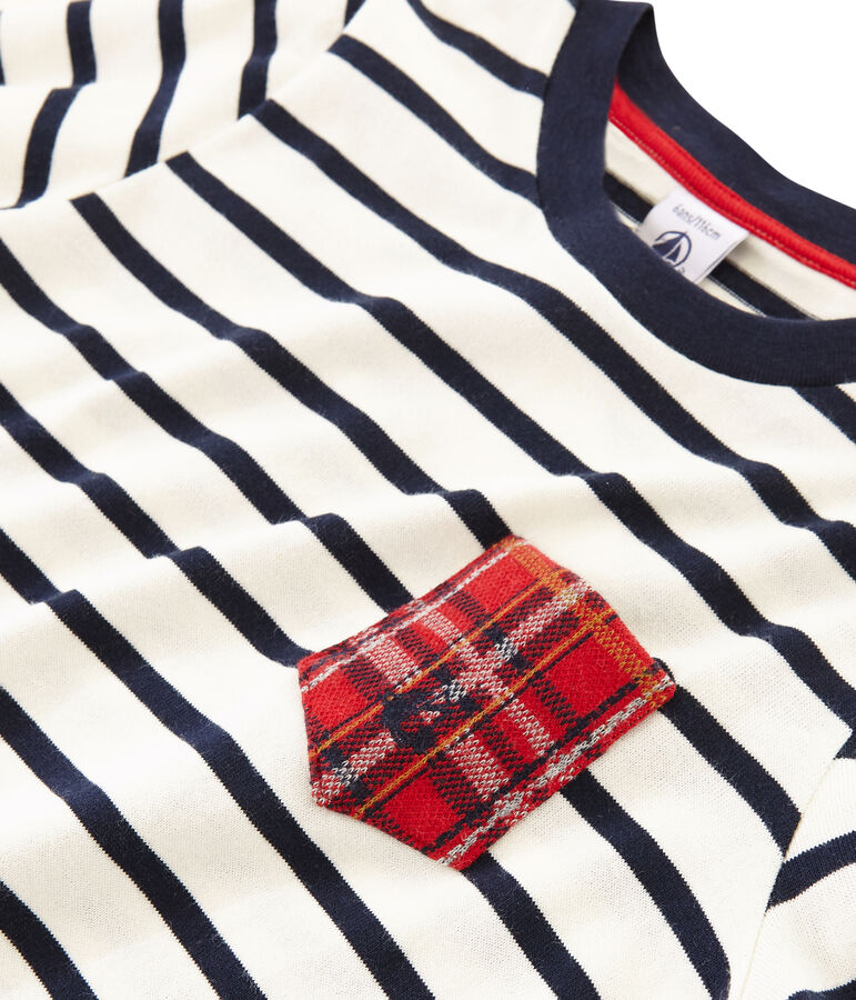 T-shirt maniche lunghe bambino bianco/blu