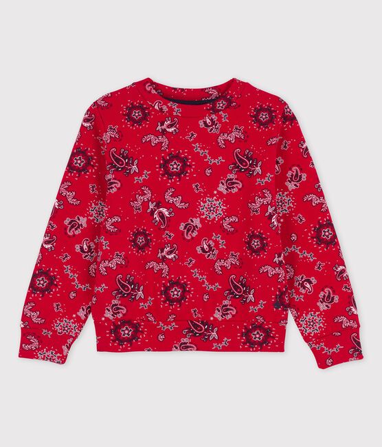 Felpa bambina in molleton rosso TERKUIT/bianco MULTICO