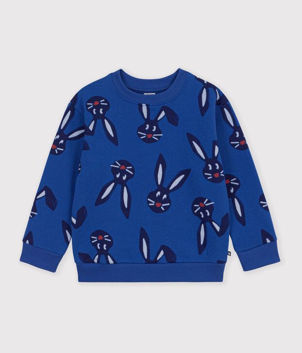 Felpa in cotone con stampa animalier bambino blu/multicolore