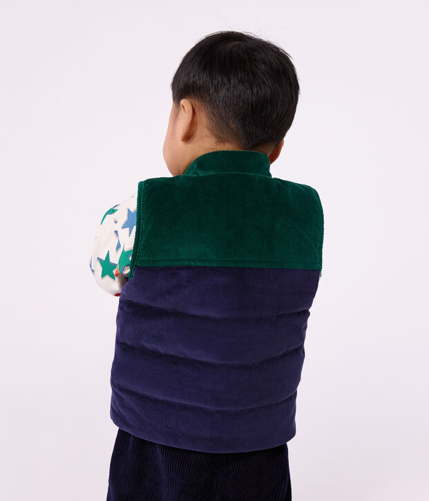 Piumino senza maniche in velluto e sherpa double face neonato blu/multicolore