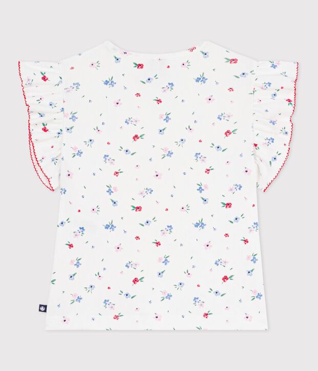 T-shirt a maniche corte in cotone con stampa a fiori bambina bianco/multicolore