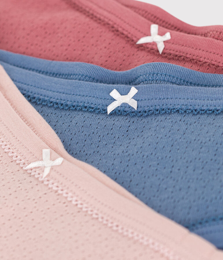 Set di 3 slip a vita alta tinta unita in cotone traforato bambino variante 1