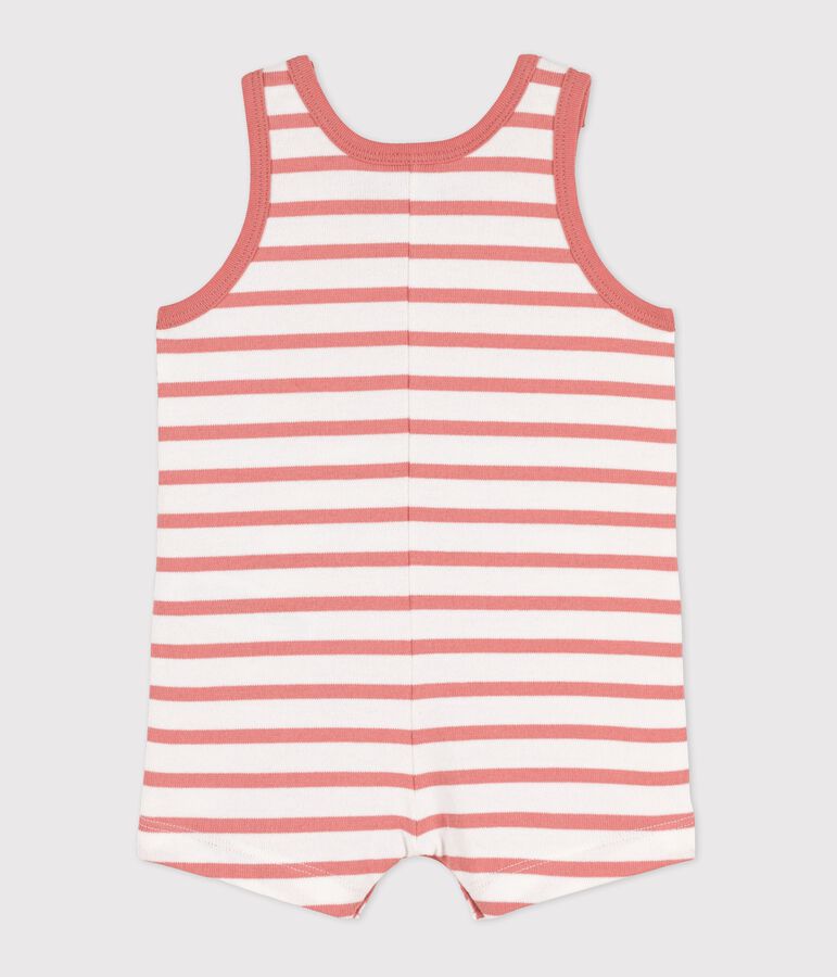 Tutina corta beb&egrave; in jersey spesso bianco/rosa