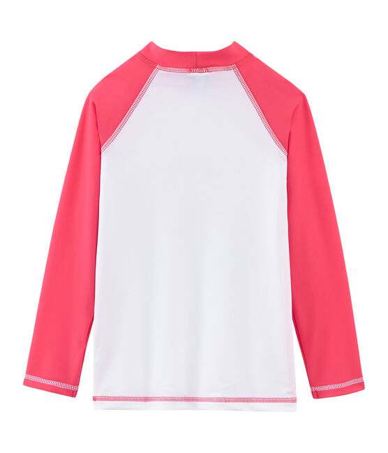 T-shirt anti-UV UPF 50+ bambina e bambino bianco MARSHMALLOW/rosa CUPCAKE