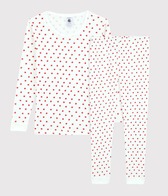 Pigiama snugfit fantasia Parigi bambino-bambina in cotone bianco MARSHMALLOW/rosso PEPS