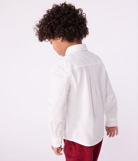 Camicia bambino a maniche lunghe in cotone tinta unita bianco ECUME
