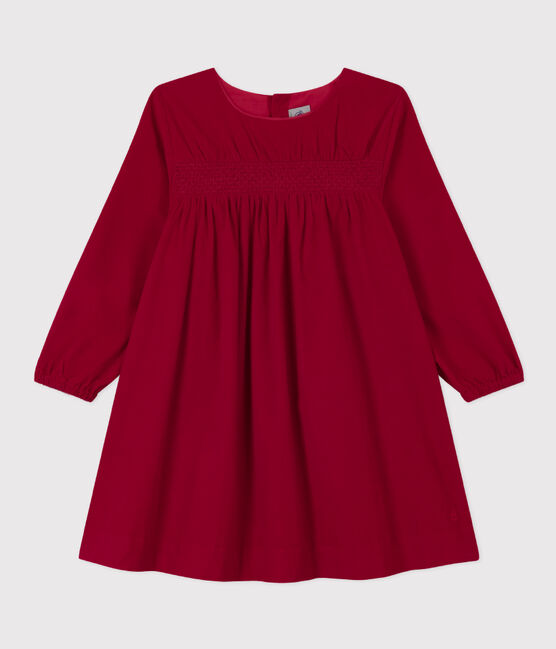 Abito maniche lunghe in velluto tinta unita bambina rosso CORRIDA