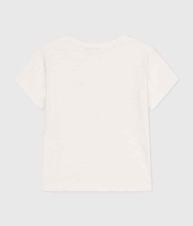 T-shirt beb&egrave; a maniche corte in jersey fiammato bianco